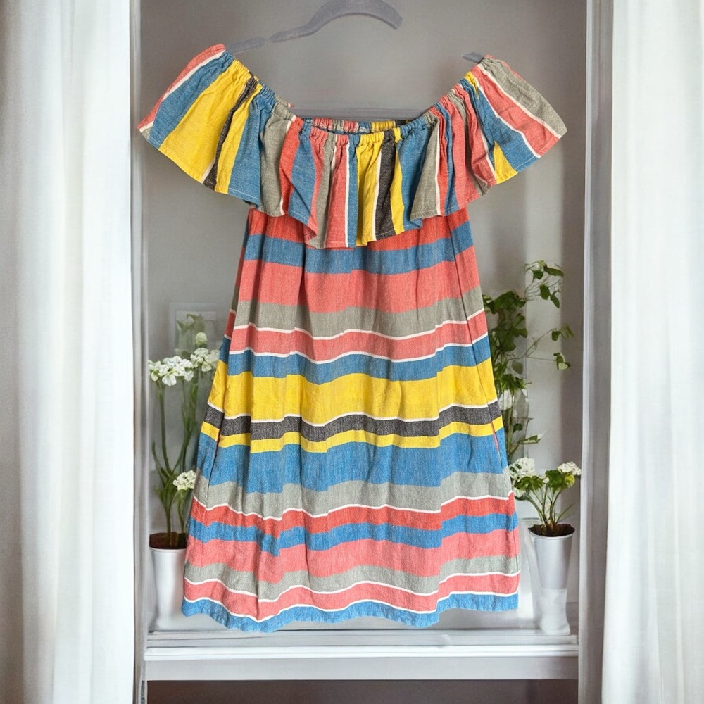 PROUD MARY Cordoba Dress in Kingston‎ Stripe Dress Mexican Artist Handwoven S